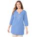 Plus Size Women's Liz&Me® Applique Y Tunic by Liz&Me in French Blue (Size 3X)