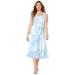 Plus Size Women's Liz&Me® V-Neck Tier Midi Dress by Liz&Me in Aqua Painterly Floral (Size 1X)