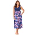 Plus Size Women's Fit & Flare Flyaway Dress by Catherines in Blue Floral (Size 0X)