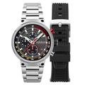 Cadola Men's 44mm Surtees Meca Quartz Chronograph Graphite Black Watch with Solid Stainless Steel Bracelet CD-1028-11