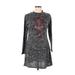 Ultra Flirt Casual Dress - A-Line Crew Neck 3/4 sleeves: Gray Marled Dresses - Women's Size Medium