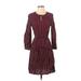 Old Navy Casual Dress Crew Neck 3/4 sleeves: Burgundy Print Dresses - Women's Size X-Small