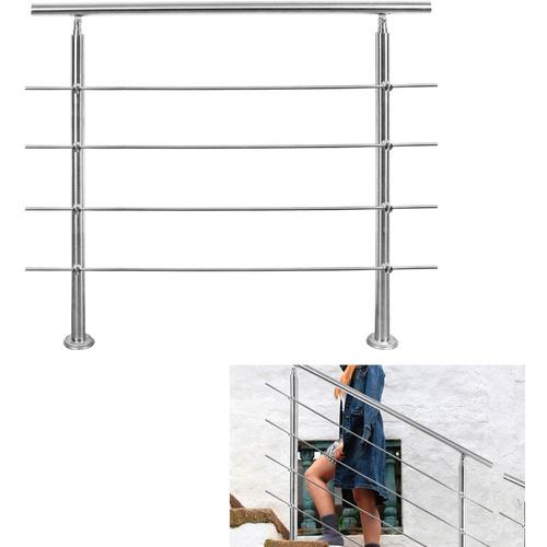 160cm Treppengeländer Edelstahl Handlauf Geländer für Treppen Brüstung Balkon mit 4 Querstreben,