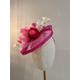 Fuchsia Rose, Peony & Cream Blossom On Pink Sinamay Fascinator Hat Wedding Races Kittymay.online