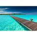 Highland Dunes Long en Jetty over Atoll and Tropical Island in Maldives by Mvaligursky - Wrapped Canvas Photograph Canvas | Wayfair