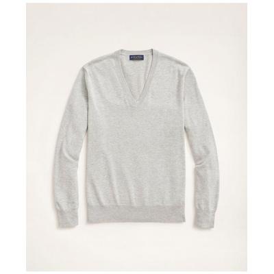 Brooks Brothers Men's Big & Tall Supima Cotton V-Neck Sweater | Grey Heather | Size 4X