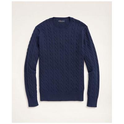 Brooks Brothers Men's Supima Cotton Cable Crewneck Sweater | Navy | Size 2XL