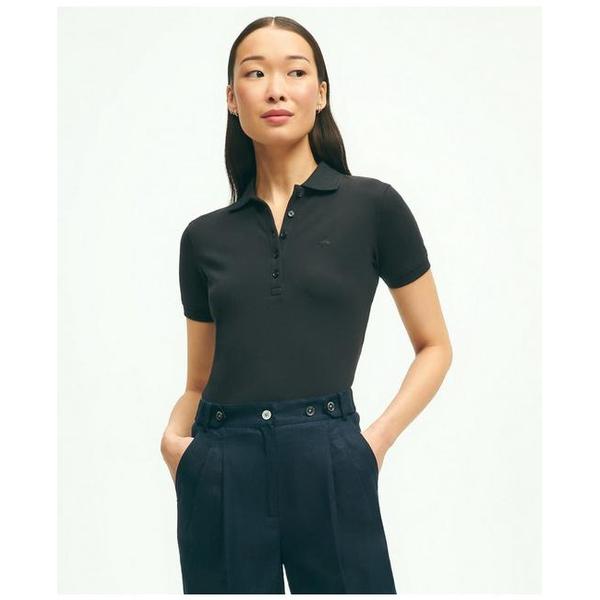 brooks-brothers-womens-supima-cotton-stretch-pique-polo-shirt-|-black-|-size-large/