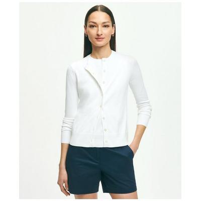 Brooks Brothers Women's Supima Cotton Cardigan Sweater | White | Size XL