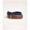 Brooks Brothers Men's Braided Cotton Leather Tab Belt | Navy | Size 40