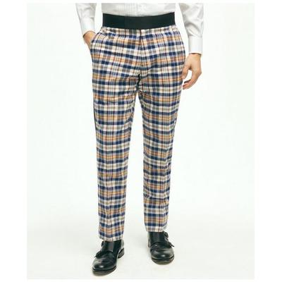 Brooks Brothers Men's Regent Fit Cotton Madras Tuxedo Pants | Beige | Size 34 30