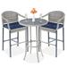 Red Barrel Studio® Deodar Round 2 - Person 28" Long Bar Height Outdoor Dining Set w/ Cushions Metal in Gray | 28 W x 28 D in | Wayfair