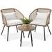 Bayou Breeze Ainara Round 2 - Person 18" Long Bistro Set w/ Cushions Glass in Black/Brown | 18 W x 18 D in | Outdoor Furniture | Wayfair