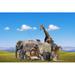 Ebern Designs Group of Wild Safari Animals on the Grass by Natmint - Wrapped Canvas Graphic Art Metal | 32 H x 48 W x 1.25 D in | Wayfair
