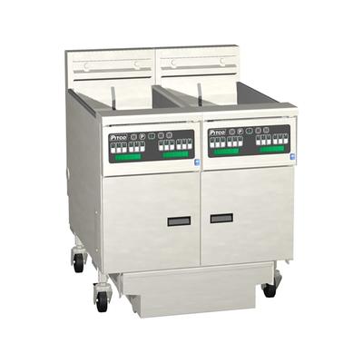 Pitco SE14S-2FD 220/3 Commercial Electric Fryer - (2) 50 lb Vats, Floor Model, 220v/3ph, Stainless Steel