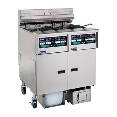 Pitco SELV14TC-2/FD Commercial Electric Fryer - (4) 15 lb Vats, Floor Model, 208v/3ph, Stainless Steel