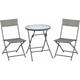 3 PCs Patio Wicker Bistro Set Foldable Table and Chair Set for Outdoor - Grey - Outsunny