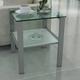 Glass End Tables Small Glass Top End Table Gray Side Table Square Shape Tempered Glass Top Metal Frame for Living Room Bedroom (Gray End Table)