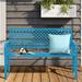 COBANA Outdoor Garden Bench 50in Patio Metal Porch Bench with Armrest for Lawn Backyard Entryway Blue