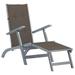 Anself Patio Deck Chair with Footrest and Taupe Cushion Backrest Adjustable Chaise Lounge Chair Acacia Wood Recliner for Poolside Backyard Balcony Garden Outdoor Furniture