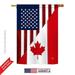 Breeze Decor 08190 US Canada Friendship 2-Sided Vertical Impression House Flag - 28 x 40 in.