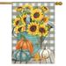 Sunflower Watering Can Fall House Flag Pumpkins Floral 28 x 40 Briarwood Lane