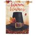 America Forever Warm Autumn Wishes Fall Thanksgiving House Flag 28 x 40 inch Pilgrim Hat Maple Leaves Double Sided Fall Decorations Outdoor Yard Flag