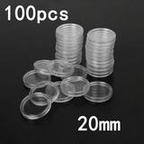 Cogfs 100 Pcs 20MM Clear Coin Capsules Containers Storage Boxes Protective Holders Clear Plastic Coin Capsules for All Types of Coins Copper Coins Silver Coins Commemorative Coins and Gold Coins
