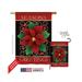 Breeze Decor 14082 Christmas Seasons Greetings Poinsettia 2-Sided Vertical Impression House Flag - 28 x 40 in.