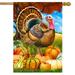 Turkey And Pumpkins Fall House Flag Thanksgiving Farm Autumn 28 x 40 Briarwood Lane