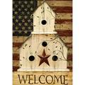 Toland Home Garden Americana Birdhouse Welcome Bird Patriotic Flag Double Sided 28x40 Inch