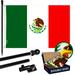 G128 Combo Pack: 5 Ft Tangle Free Aluminum Spinning Flagpole (Black) & Mexico Mexican Flag 2.5x4 Ft Double ToughWeave Series Double Sided Embroidered 210D Polyester | Pole with Flag Included