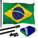 G128 Combo Pack: 6 Feet Tangle Free Spinning Flagpole (Black) Brazil Brazilian Flag 3x5 ft Printed 150D Brass Grommets (Flag Included) Aluminum Flag Pole