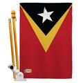 AA-CY-HS-140072-IP-BO-D-US18-AG 28 x 40 in. East Timor Flags of the World Nationality Impressions Decorative Vertical Double Sided House Flag Set & Pole Bracket Hardware Flag Set