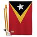 AA-CY-HS-140072-IP-BO-D-US18-AG 28 x 40 in. East Timor Flags of the World Nationality Impressions Decorative Vertical Double Sided House Flag Set & Pole Bracket Hardware Flag Set