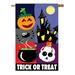 Two Group - Trick or Treat Night Fall - Seasonal Halloween Applique Decorative Vertical House Flag 28 x 40