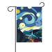 POPCreation Art Star Night Town Moon Garden Flag Banner 28x40 Inches Star Stripe American Patriotic Decorative Flag for Wedding Home Outdoor Garden Decor