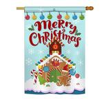 Breeze Decor BD-XM-H-114151-IP-BO-DS02-US 28 x 40 in. Seasonal Christmas Impressions Decorative Vertical House Flag - Christmas Gingerbread House Winter