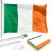G128 Combo Pack: 6 Feet Tangle Free Spinning Flagpole (Silver) Ireland Irish Flag 3x5 ft Printed 150D Brass Grommets (Flag Included) Aluminum Flag Pole