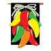 Breeze Decor Two Group H117013-P2 Hot Pepper Food Vegetable Applique Decorative Vertical 28 x 40 Double Sided House Flag