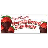 Chocolate Covered Strawberries 48 Banner Concession Stand Food Truck Single Sided