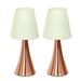 Simple Designs Gemini 2 Pack Mini Touch Lamp with Rose Gold Base and Cream Fabric Shades