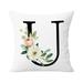 Throw Pillow Covers Alphabet Decorative Pillow Cases ABC Letter Flowers Cushion Covers 18 X 18 Inch Square Pillow Protectors For Sofa Couch Bedroom Car Chair Home Decor