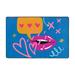 Heart Lips Love Symbol Blue Rugs Doormat Non-Slip Absorbent Door Mat Front Back Doormat Entryway Rugs 36 x24