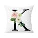 Throw Pillow Covers Alphabet Decorative Pillow Cases ABC Letter Flowers Cushion Covers 18 X 18 Inch Square Pillow Protectors For Sofa Couch Bedroom Car Chair Home Decor