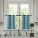 Blackout Tier Curtains 45 inch Room Darkening Kitchen Tiers Bathroom Short Sky Blue Curtain Triple Weave Small Cafe Curtains Half Window Treatment Set 2 Panels Grommet Top