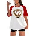 CZHJS Women s Raglan Short Sleeve Oversized Tees Clearance Baseball Lover Tunic Teen Girls T Shirt Spring Tops Summer Vintage Shirts Crewneck Baseball Graphic Color Block Red XL