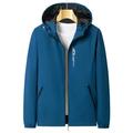 Noarlalf Jackets for Men Bomber Jacket Men Men Autumn and Winter Casual Hooded Solid Simple Sports Button Coat Pocket Flying Jacket Blue 5XL