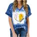 Olyvenn Women s Trendy Monther Day Tunic Tops Deals Short Sleeve Tees Baseball MOM Print Tops Crew Neck Shirts Leisure Loose Casual Tie Dye Blouse Dressy Women 2023 Fashion Summer Blue 4