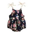 Penkiiy Summer Baby Girls Flowers Straps Sleeveless Jumpsuit Casual Bodysuit Clothes s for Baby Girls for 6-12 Months Kids Black 2023 Summer Deal